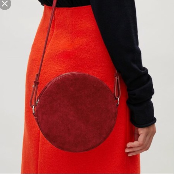 COS Handbags - Cos Red Circular Suede Leather Circle Purse